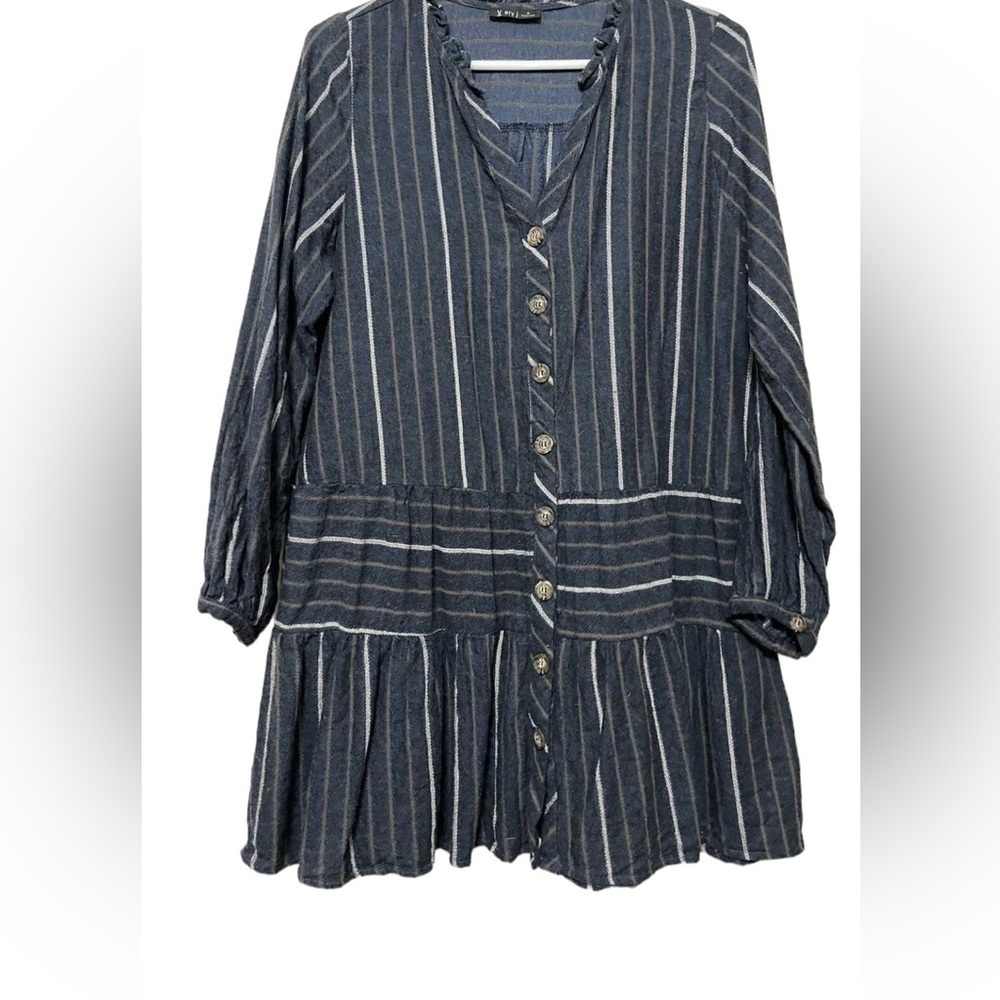 Denim button-down tunic dress